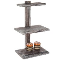 21-Inch 3-Tier Torched Wood Dessert & Pastry Stand