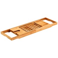 New  Wholesale Luxury Bamboo Wood Bathroom Caddy Tray Bath Tub Caddy