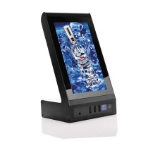 7 inch LCD screen L shape desktop advertising player restaurant usb table stand menu holder powerbank menu display