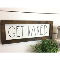 Rustic Get Naked Sign Decor Farmhouse Bathroom Wall Hanging Wood Sign