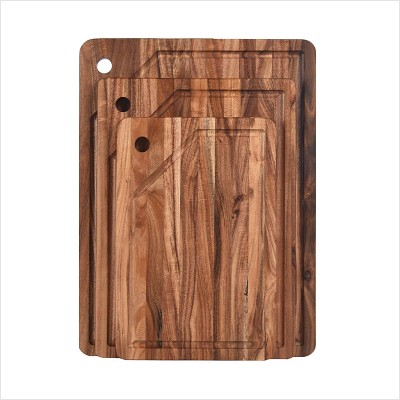 Acacia Wood Cutting Board (Set of 3) with Juice Grooves