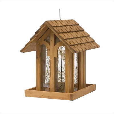 Creative Garden Plexiglass Solid Wood Hanging Bird Feeder