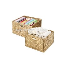 natural handmade water hyacinth woven rectangular storage basket