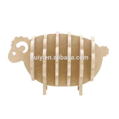 handmade DIY custom mdf coaster sheep shape wood cup mat