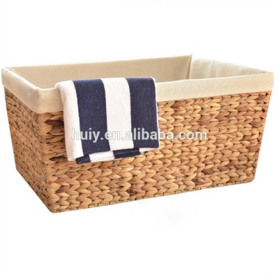 Folk art home use handmade water hyacinth weave storage basket grass weave storage basket box