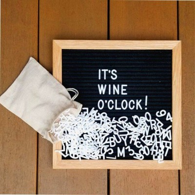 Factory custom oak framed felt Letter board with letters emojis scissors wooden stand