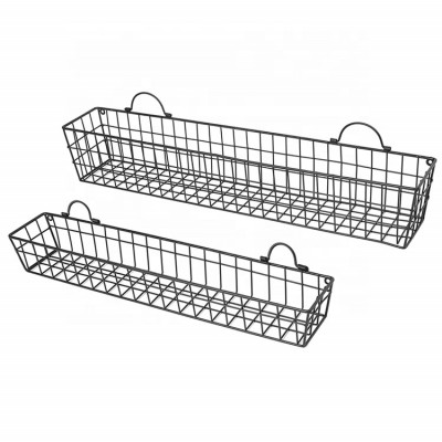 Rustic black metal mesh storage basket metal display rack for bathroom pantry kitchen