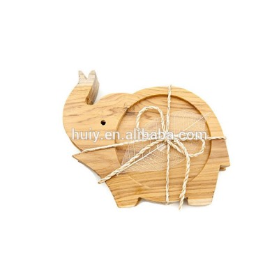 elephant shape custom wooden coaster for drink tea cup coaster