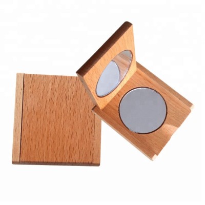 portable women favourite environmental handmade wood double glass smart makeup mirror