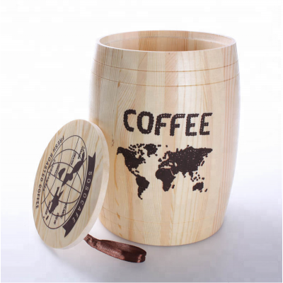 on sale eco-friendly movable lid wood tea box mini coffee bean barrel