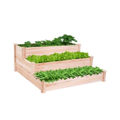 outdoor garden rectangle wooden plant bed flower pot bed design