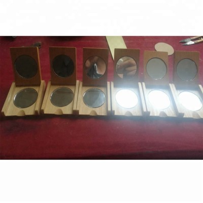 Elegant beech wood varnishing folding mini makeup mirror