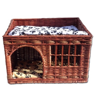 natural wicker dog bed carrier