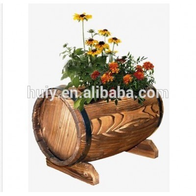 Wooden Whiskey Barrel Flower Planter