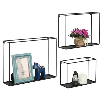 Custom modern rustic metal wire frame shadow box metal wall mount cube floating shelf