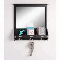 Solid wood wall home decorative organizer with mirror