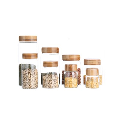 household kitchen desktop glass jar spice bottle with lid