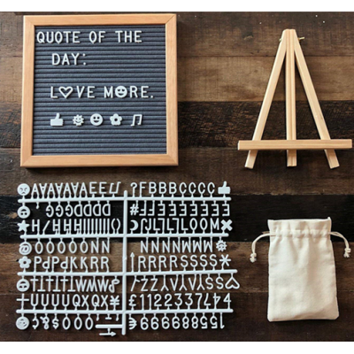 Factory directly supply wooden felt Letter board with letters emojis wooden stand