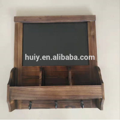 Custom rustic wooden wall mounted organizer entryway organizer with chalkboard