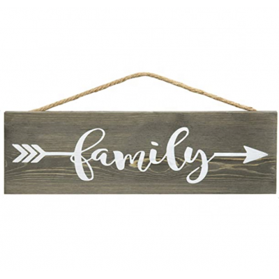 Custom home wall rustic distressed family wood sign with rope